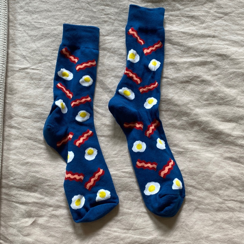 Navy Bacon & Egg Socks